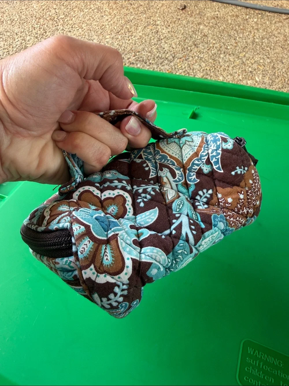 Vera Bradley Quilted Paisley Travel Jewelry Case in Brown & Aqua